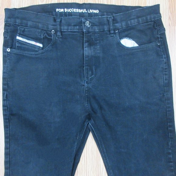 38x27 DIESEL TAPERED LEG JEANS COTTON/SPANDEX JEANS BLACK Sz 38W x 27L - Picture 4 of 7